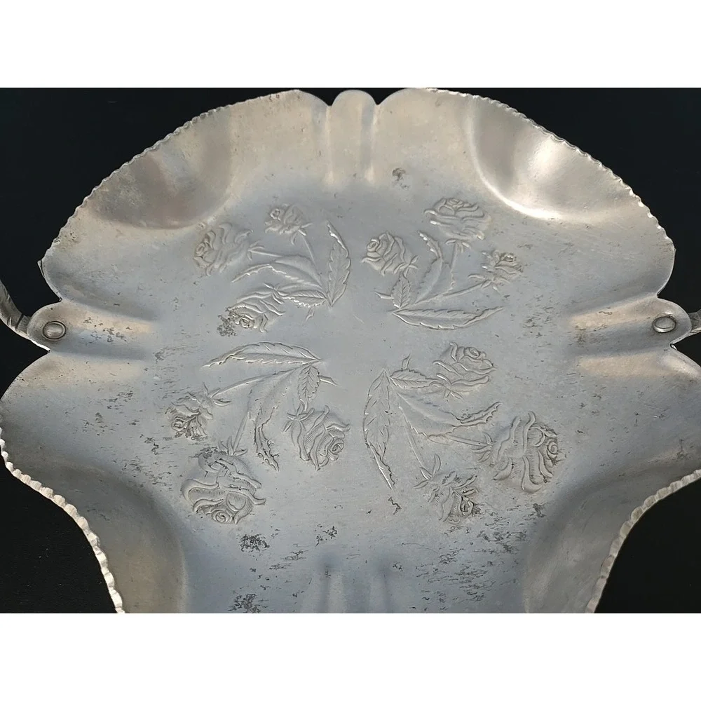1940s FARBER & SHLEVIN Inc. Hand Wrought Aluminum Brides‎ Basket Thistle Vtg